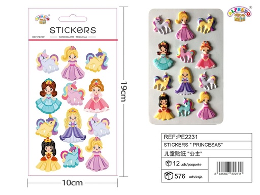 [PE2231] Stickers "Unicornios y Princesas" 10x19cm