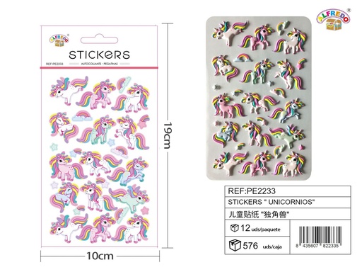 [PE2233] Pegatinas "Unicornios" 10x19cm para manualidades infantiles