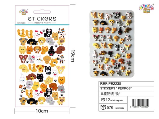 [PE2235] Stickers "perros" 10x19cm para manualidades