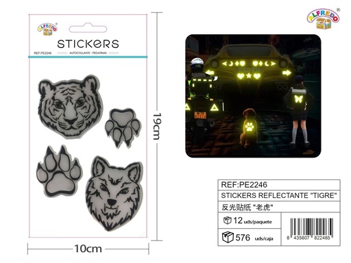 [PE2246] Stickers Reflectantes de Tigre 10x19 cm - Adhesivos infantiles nocturnos