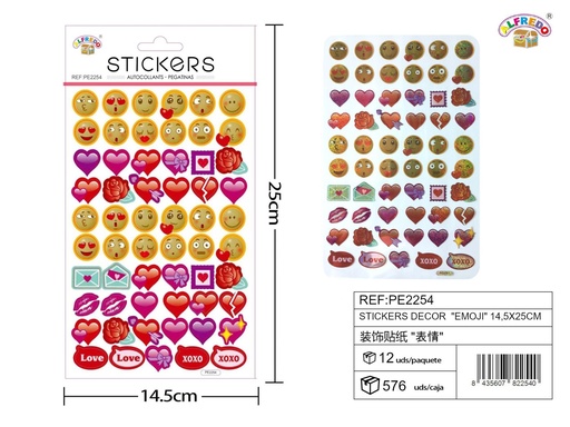 [PE2254] Stickers decorativos "Emoji" 14.5x25cm para manualidades