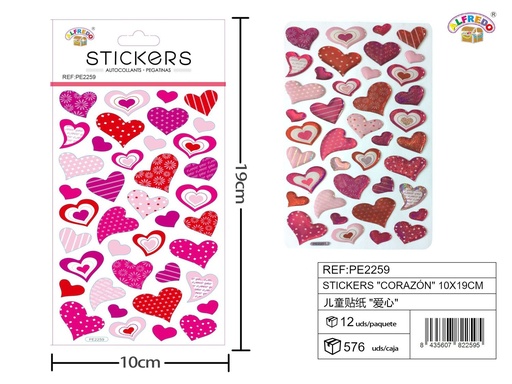 [PE2259] Stickers de Corazón 10x19 cm - Adhesivos infantiles
