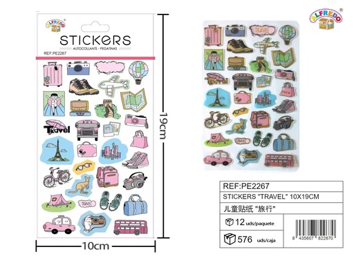 [PE2267] Stickers "Travel" 10x19cm para manualidades