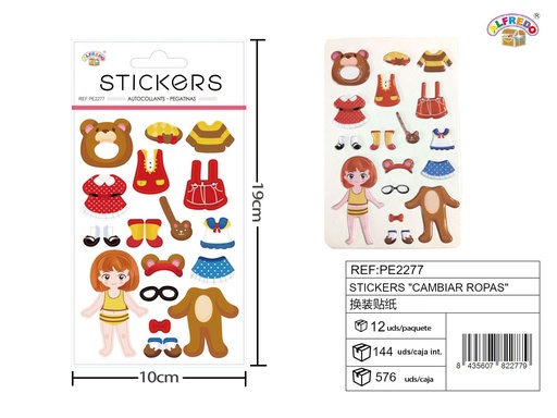 [PE2277] Stickers "Cambia Ropas" 10x19cm para manualidades y decoración