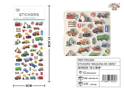 [PE2282] Stickers "Máquina de obra" 9x21.5cm para manualidades y decoración