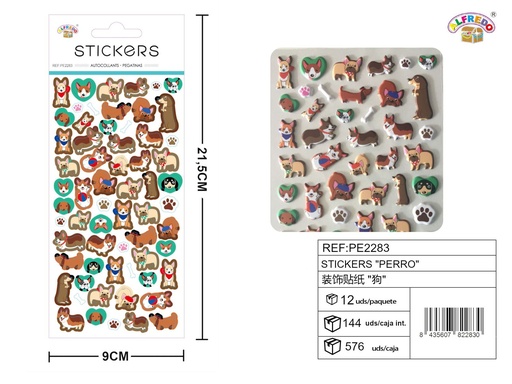 [PE2283] Stickers "Perro" 9x21.5cm adhesivos para manualidades y decoración