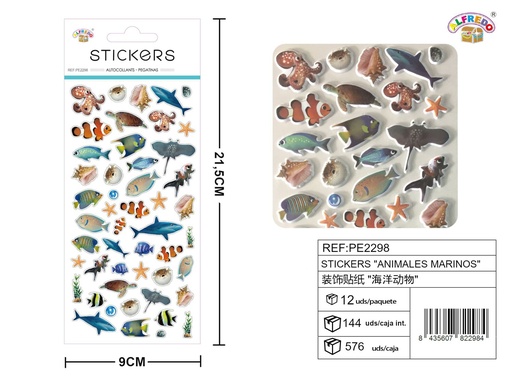 [PE2298] Stickers "Animales marinos" 9x21.5cm para decoración infantil