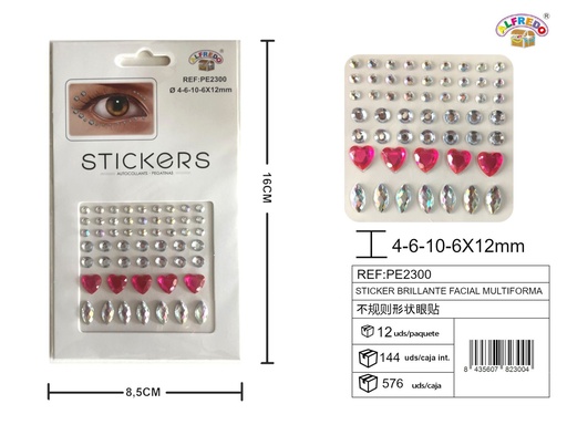 [PE2300] Sticker brillante facial multiforma 8.5x16cm - Accesorios de belleza