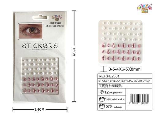 [PE2301] Sticker brillante facial multiforma 8.5x16cm - Accesorios de belleza