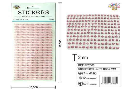 [PE2368] Stickers brillantes rosa 2mm 10.5x20cm