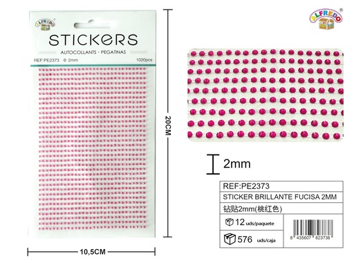 [PE2373] Sticker brillante fucsia 2mm 10.5x20cm