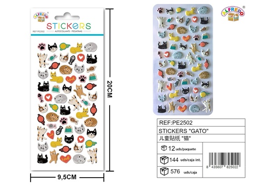 [PE2502] Stickers "Gato" 9,5x20cm pegatinas para decoración