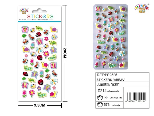 [PE2525] Stickers "Abeja" 9.5x20cm decorativos