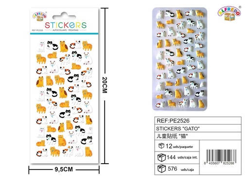 [PE2526] Stickers "Gato" 9.5x20cm para decoración y manualidades