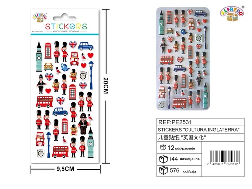 [PE2531] Stickers de cultura Inglaterra 9.5x20 cm - Pegatinas infantiles