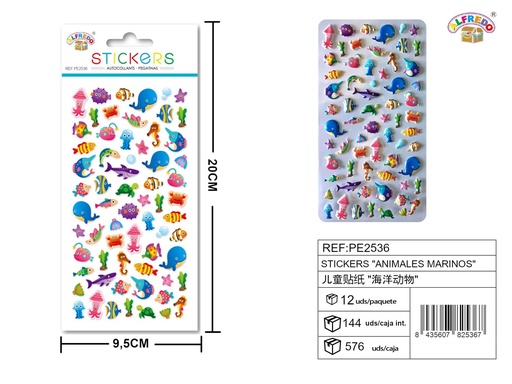 [PE2536] Stickers "animales marinos" 9.5x20cm pegatinas decorativas