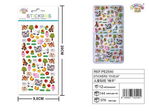 [PE2540] Stickers "Oveja" 9.5x20cm para manualidades