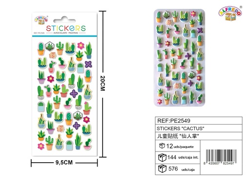 [PE2549] Stickers de cactus 9.5x20 cm - Pegatinas infantiles