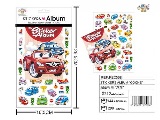 [PE2568] Stickers álbum "Coche" 16.5x26.5cm para manualidades