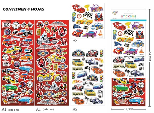 [PE2572] Stickers decorativos "Coche" 4 hojas 12.5x34.5cm