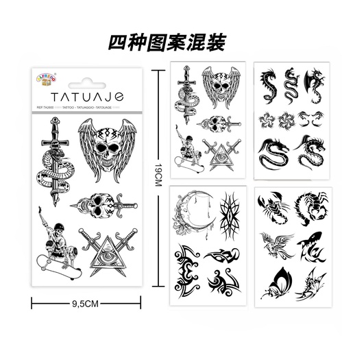 [TA2600] Stickers tatuajes de calavera 9.5x19cm