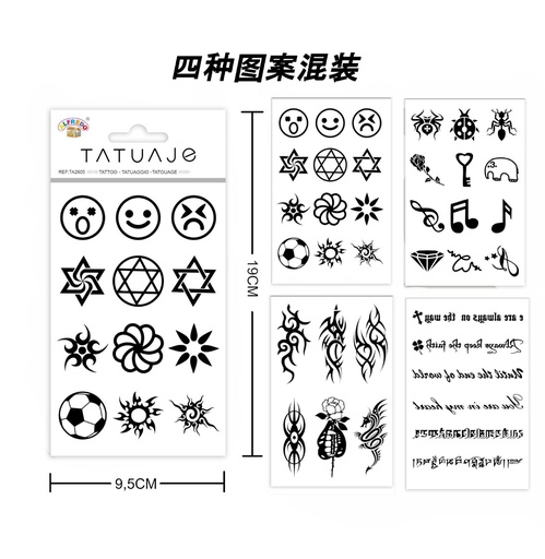 [TA2605] Stickers tatuajes temporales carita 9.5x19cm