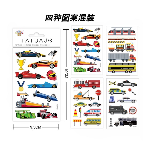 [TA2607] Stickers de tatuajes para coche 9.5x19cm para decoración temporal