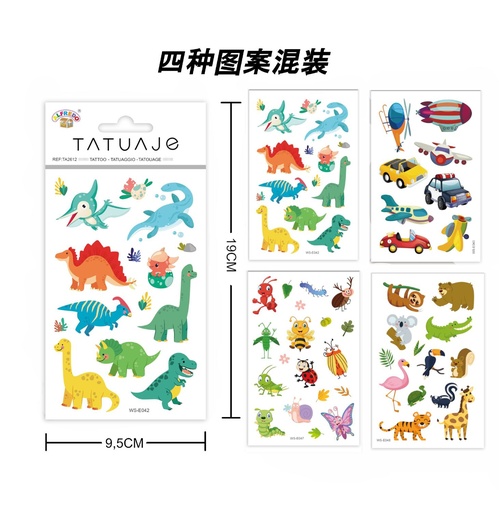 [TA2612] Stickers de tatuajes dinosaurio 9.5x19cm