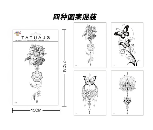 [TA2638] Stickers de tatuajes florales 15x25cm