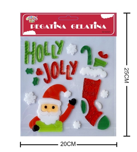 [NV9479] Decoración de gelatina de Navidad "Holly Jolly" 20x25cm para fiestas