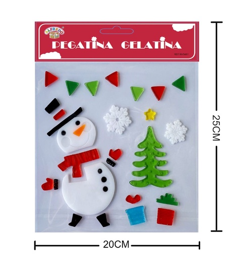 [NV9481] Decoración de gel de Navidad "Muñeco de Nieve" 20x25cm para ventanas