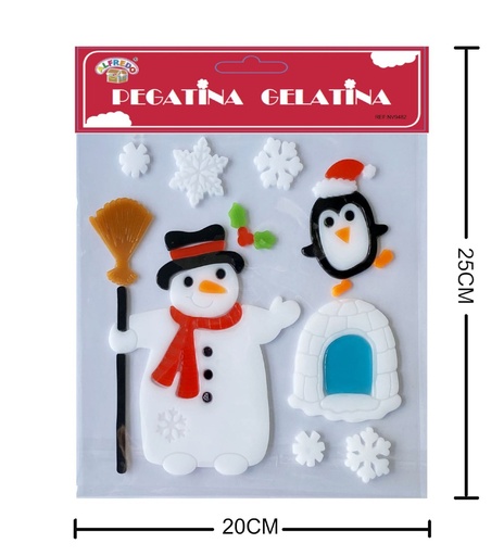 [NV9482] Decoración gelatina Navidad "Muñeco de nieve" 20x25cm