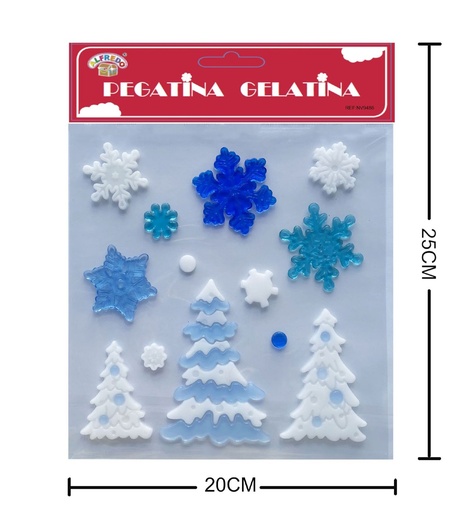 [NV9486] Decoración gelatina Navidad "Copo de Nieve" 20x25cm para ventanas