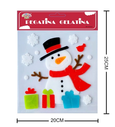 [NV9491] Decoración de gel de Navidad "Muñeco de nieve" 20x25cm