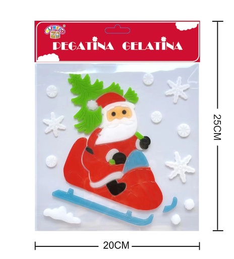 [NV9503] Pegatinas de gel de Navidad "Papá Noel en trineo" 20X25CM para decoración