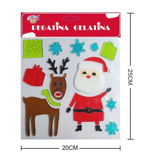 [NV9511] Decoración gelatina Navidad "Papá Noel con reno" 20x25cm