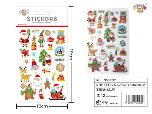 [NV9532] Stickers navideños 10x19cm ref:NV9532, decorativos