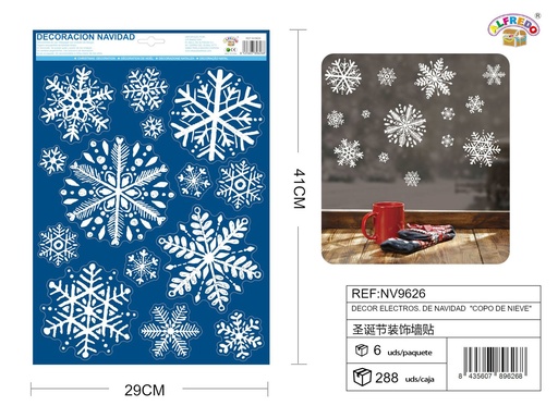 [NV9626] Decoración electrostática de Navidad "copo de nieve" 29x41cm para ventanas