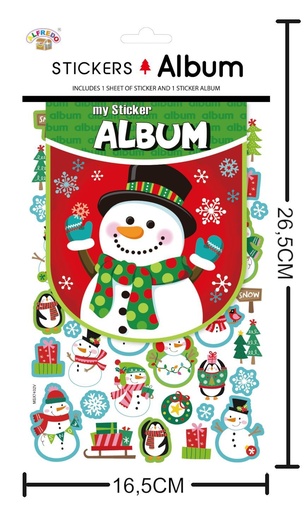 [NV9660] Álbum de stickers navidad "Muñeco de nieve" 16.5x26.5 cm - Artículos navideños