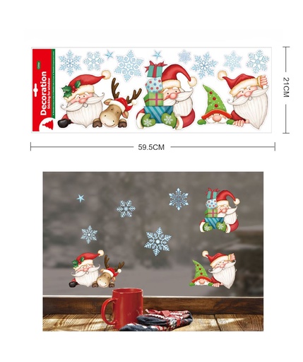 [NV9663] Decoración electrostática de navidad "papa noel" 21x59.5cm para ventanas