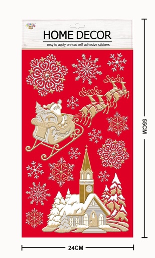 [NV9673] Decoración navideña "Papá Noel en trineo" 24x55 cm - Decoraciones navideñas