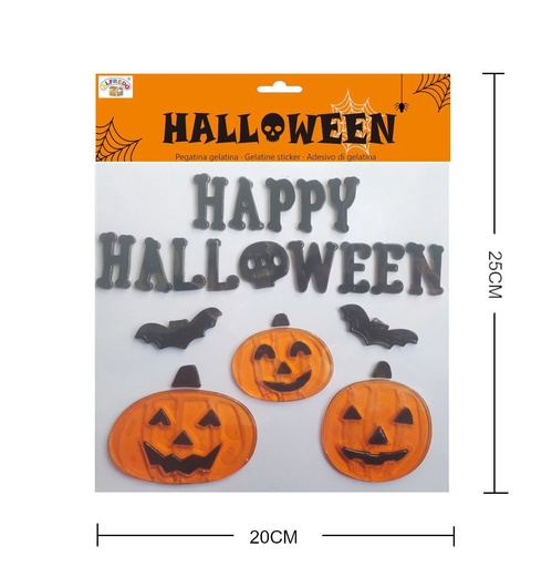 [HA9710] Decoración Halloween de gel "Happy Halloween" 20x25cm para ventanas