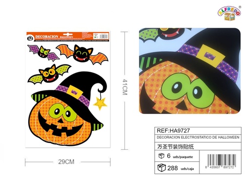 [HA9727] Decoración electrostática de Halloween 29x41cm para fiestas y eventos