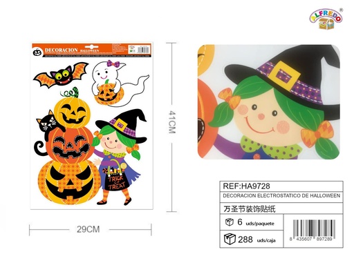 [HA9728] Decoración electrostática de Halloween 29x41cm para ventanas