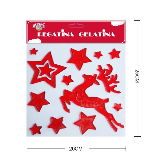 [NV9832] Decoración de gel para Navidad "Ciervo con estrellas" 20x25cm