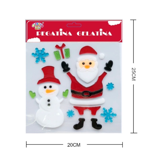 [NV9837] Decoración gel de Navidad "Papa Noel con muñeco de nieve" 20x25cm