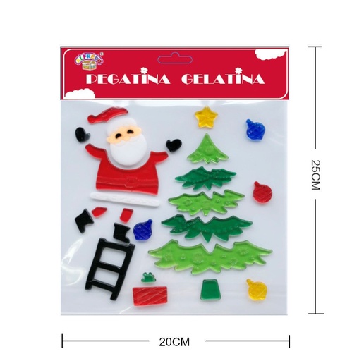 [NV9838] Decoración de gel Navidad "Papa Noel con árbol de Navidad" 20x25cm