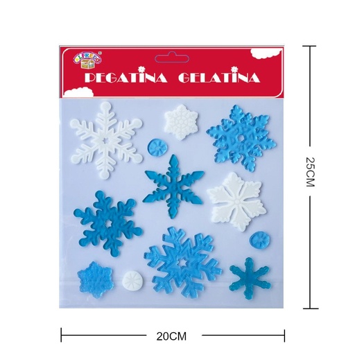 [NV9849] Decoración gelatina Navidad "Copo de Nieve" 20x25cm para ventanas y fiestas