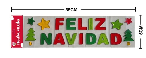 [NV9902] Decoración de gelatina "Feliz Navidad" 15x55cm para navidad