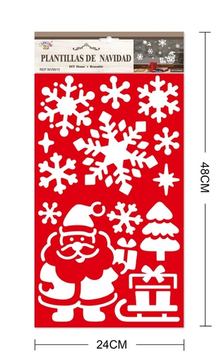 [NV9915] Plantillas de Navidad "Santa Claus con copo de nieve" 24x48cm - Decoración navideña